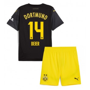 Borussia Dortmund Maximilian Beier #14 Dětské Venkovní dres komplet 2024-25 Krátký Rukáv (+ trenýrky)